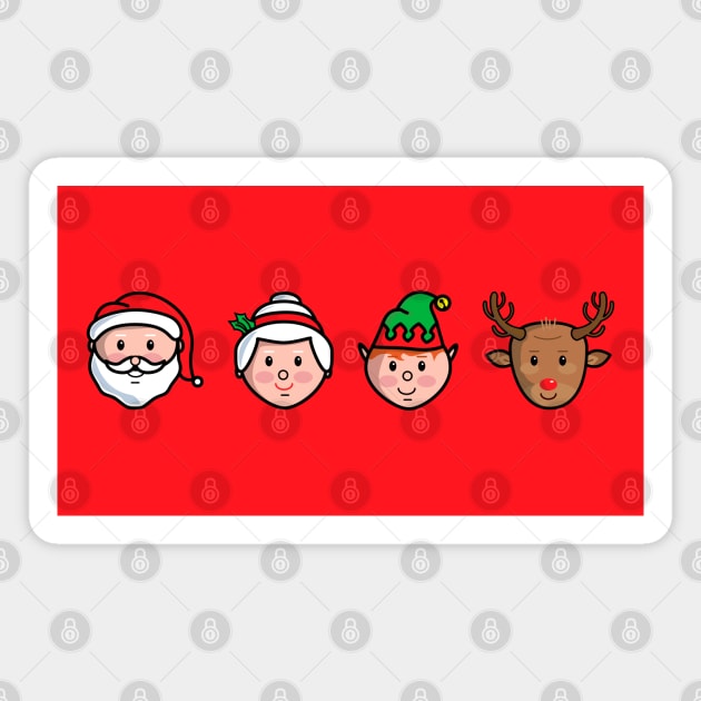 Santa Claus, Mrs. Claus, Buddy and Rudolph Magnet by Hixon House